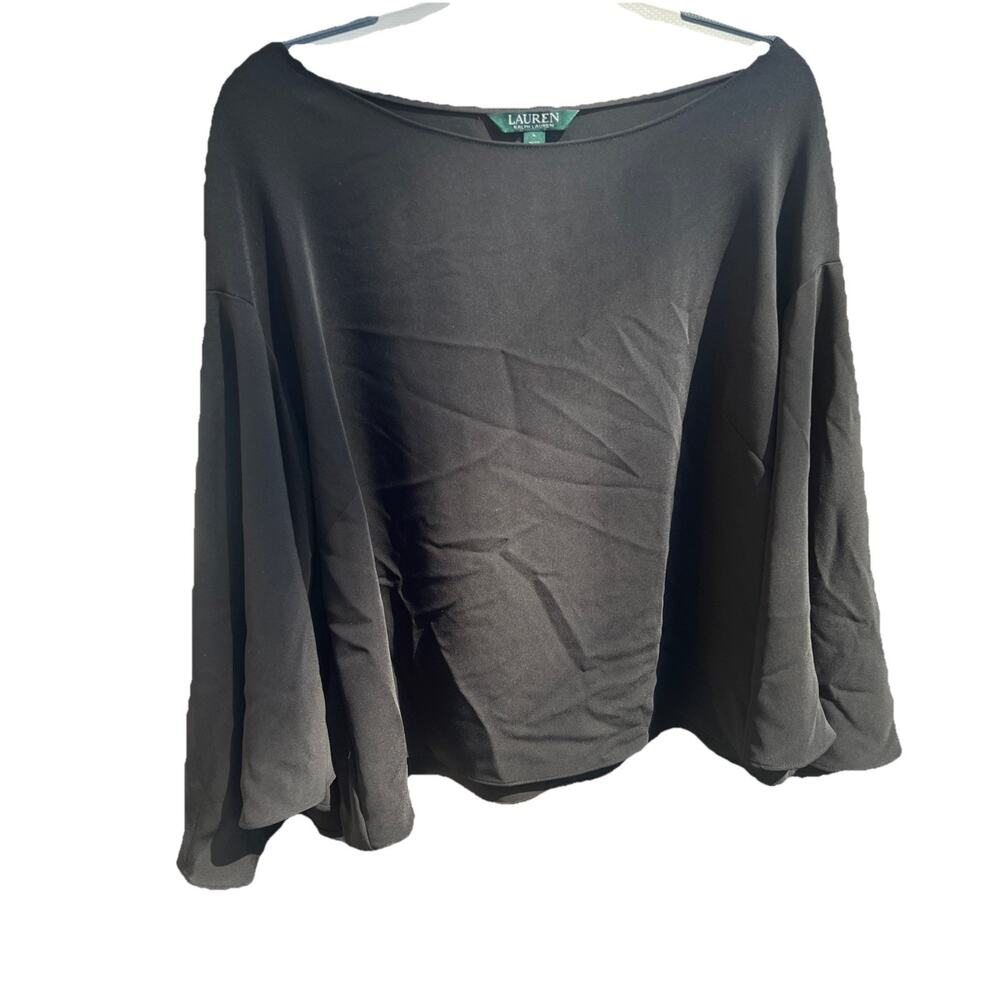 Ralph Lauren Black Top LARGE Bell Sleeve Lagan Look Fairycore Dark Whimsygoth